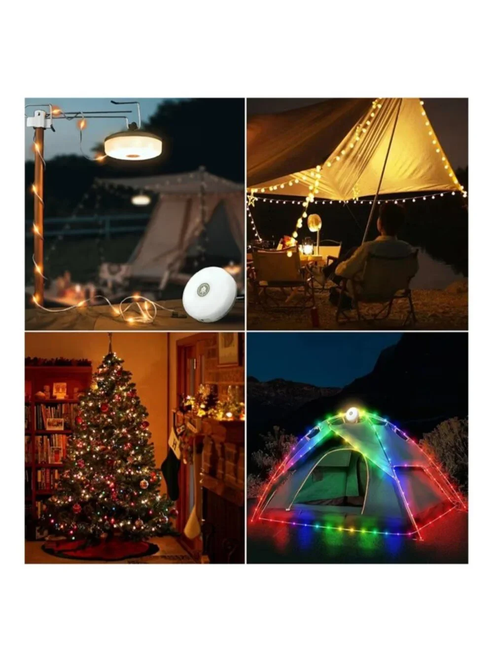 Cascade Rechargable Retractable Camping Lights 7 light modes 2 pack